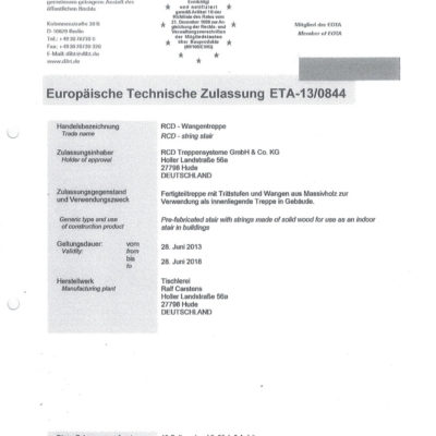 Rcd Zertifikat Wangentreppen String Stairs